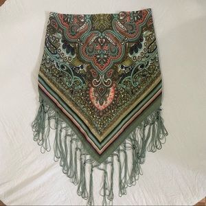 Vintage Boho Colorful Tassel One of A Kind Handmade Upcycled Scarf Crop Top